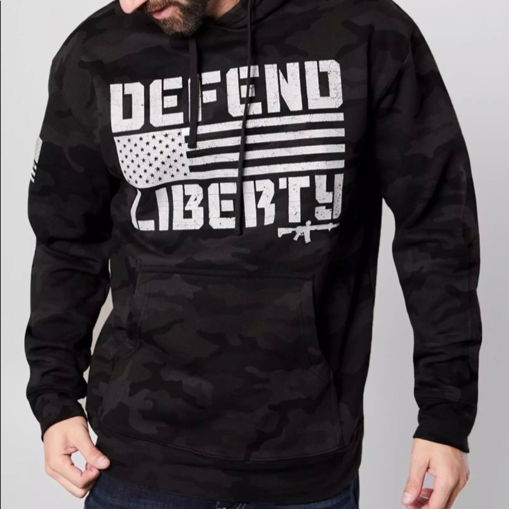 HOWITZER DEFEND LIBERTY BLACK CAMO HOODIE SZ:L/XL NWOT🏷